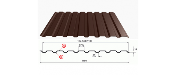Профнастил коричневый оцинкованный  RAL 8017 С-20 купить недорого в Серебряных Прудах